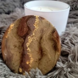 Hand-poured epoxy candle topper ONLY, gold/cream